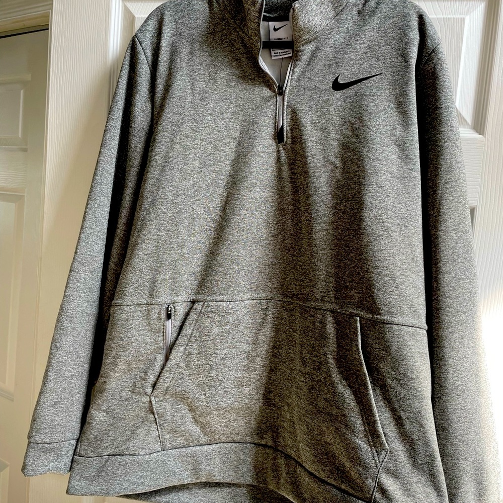 NWT Nike grey therma-fit grey quarter zip, size xl